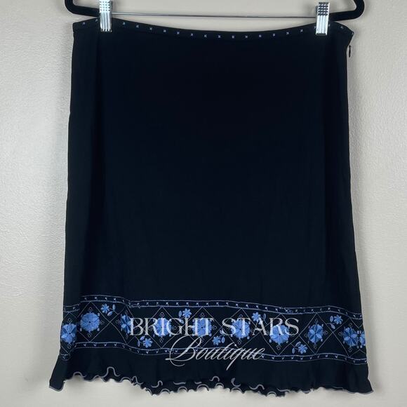 Rare Embroidered Skirt ASO Lorelai Gilmore Girls Vintage Black Blue Embroidered - Picture 4 of 7